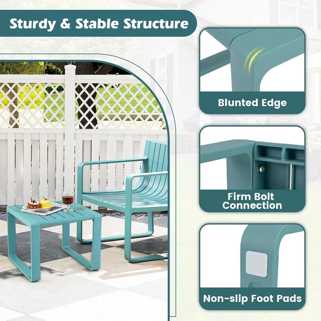Weather Resistant Adirondack Outdoor Side Table Set of 2-Blue