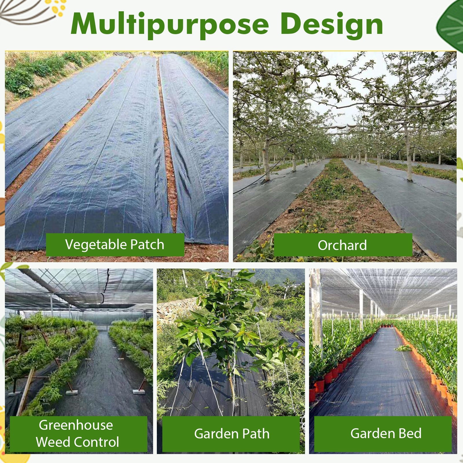 6.5 x 330/4 x 250/6 x 300 Feet Weed Barrier Landscape Fabric-6.5 ft