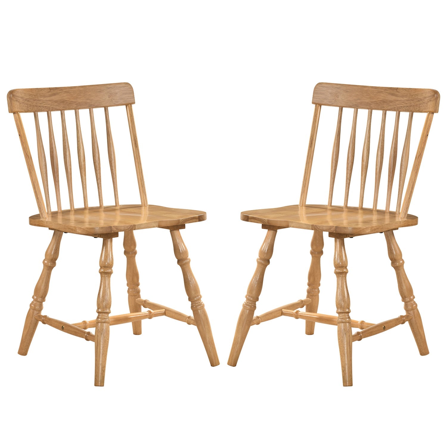 Windsor Dining Chairs Set of 2 with Curved Spindle Back