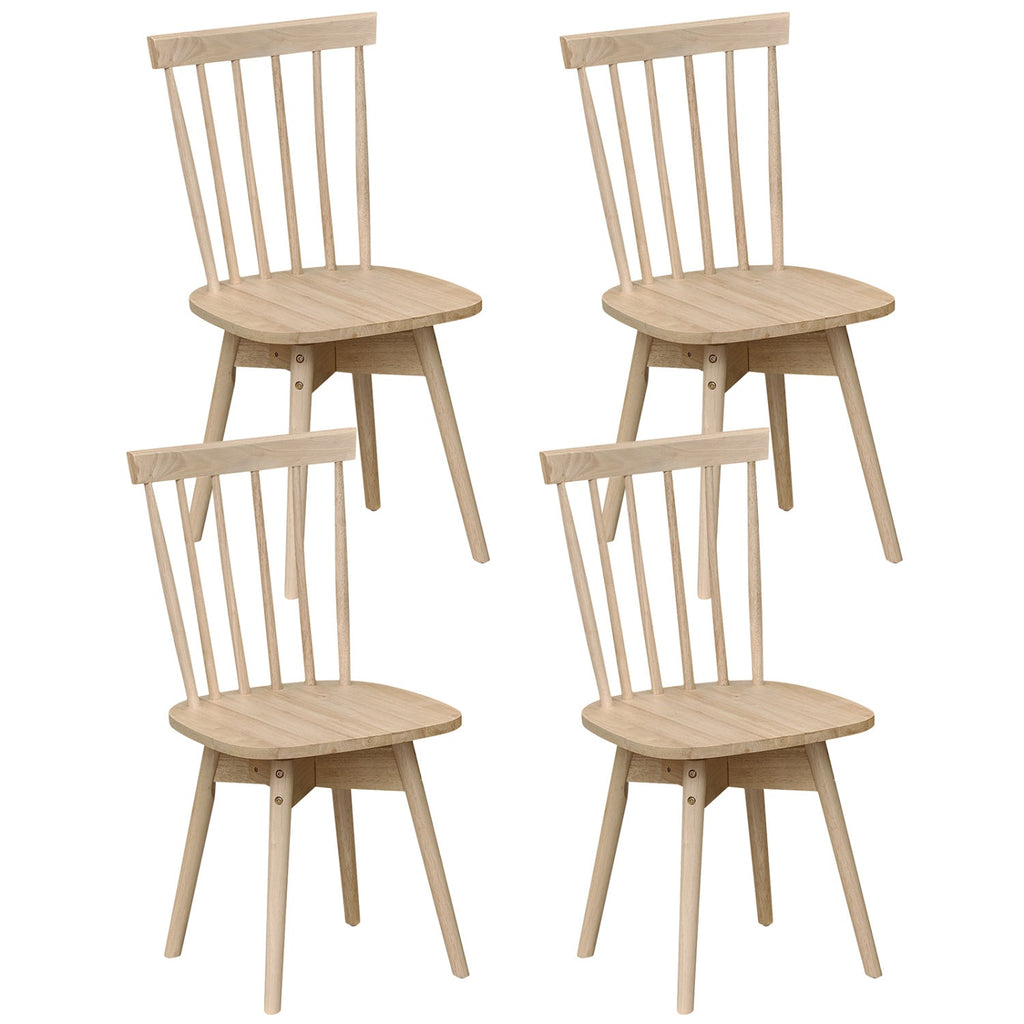 Windsor Dining Chairs Set of 4 Mid Century Rubber Wood Kitchen Chairs with Swivel Seat