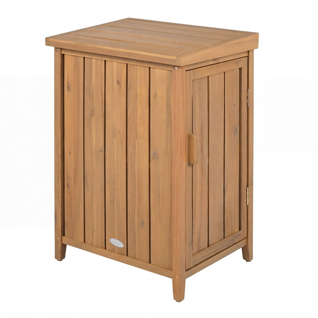 Wood Package Delivery Box with Openable Lid and Removable Shelf for Garden