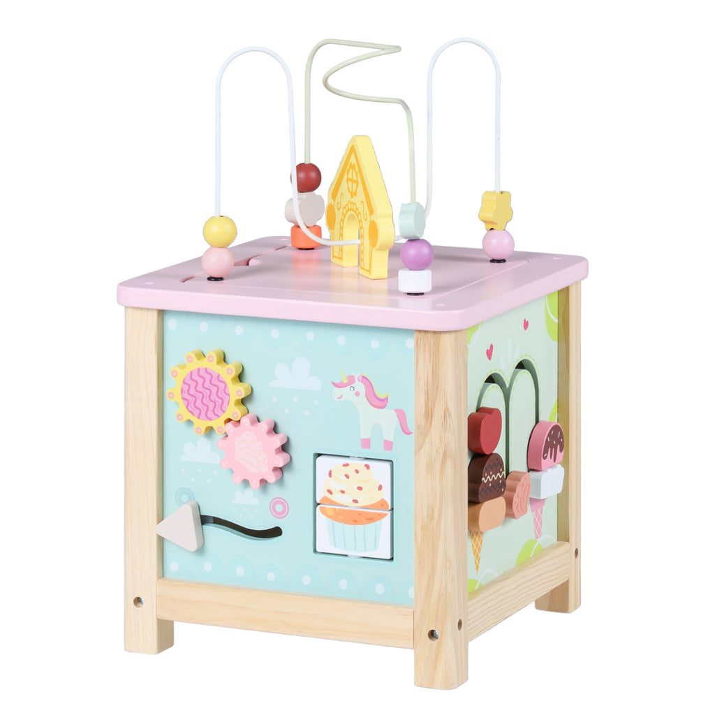 Wooden Activity Cube with Montessori Sensory Toys for Toddlers
