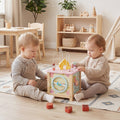 Wooden Activity Cube with Montessori Sensory Toys for Toddlers