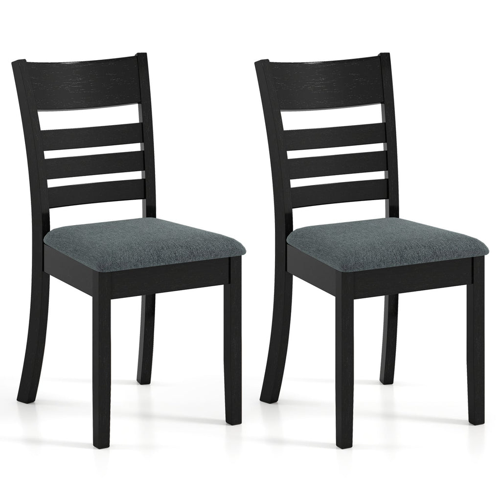 Wooden Dining Chairs Set of 2 Upholstered Kitchen Chairs with Rubber Wood Frame