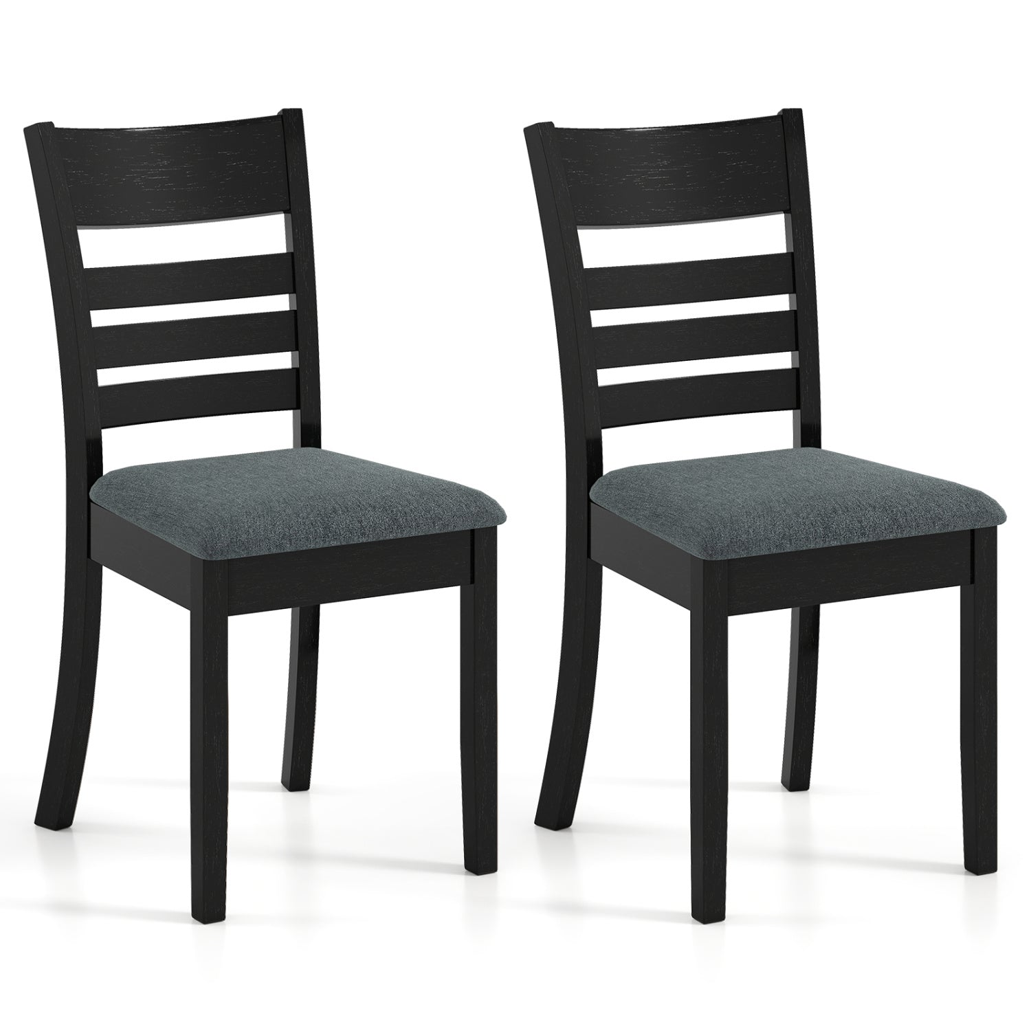 Wooden Dining Chairs Set of 2 Upholstered Kitchen Chairs with Rubber Wood Frame