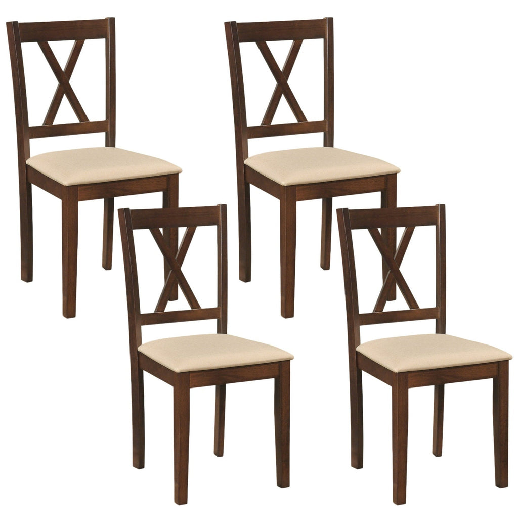 Wooden Dining Chairs Set of 4 Fabric Upholstered Kitchen Chairs