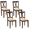 Wooden Dining Chairs Set of 4 Fabric Upholstered Kitchen Chairs