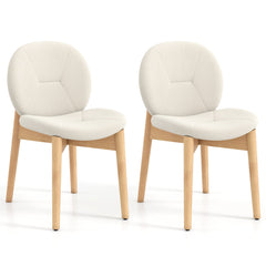 Wooden Dining Chairs Set of 2 with Rubber Wood Legs-White