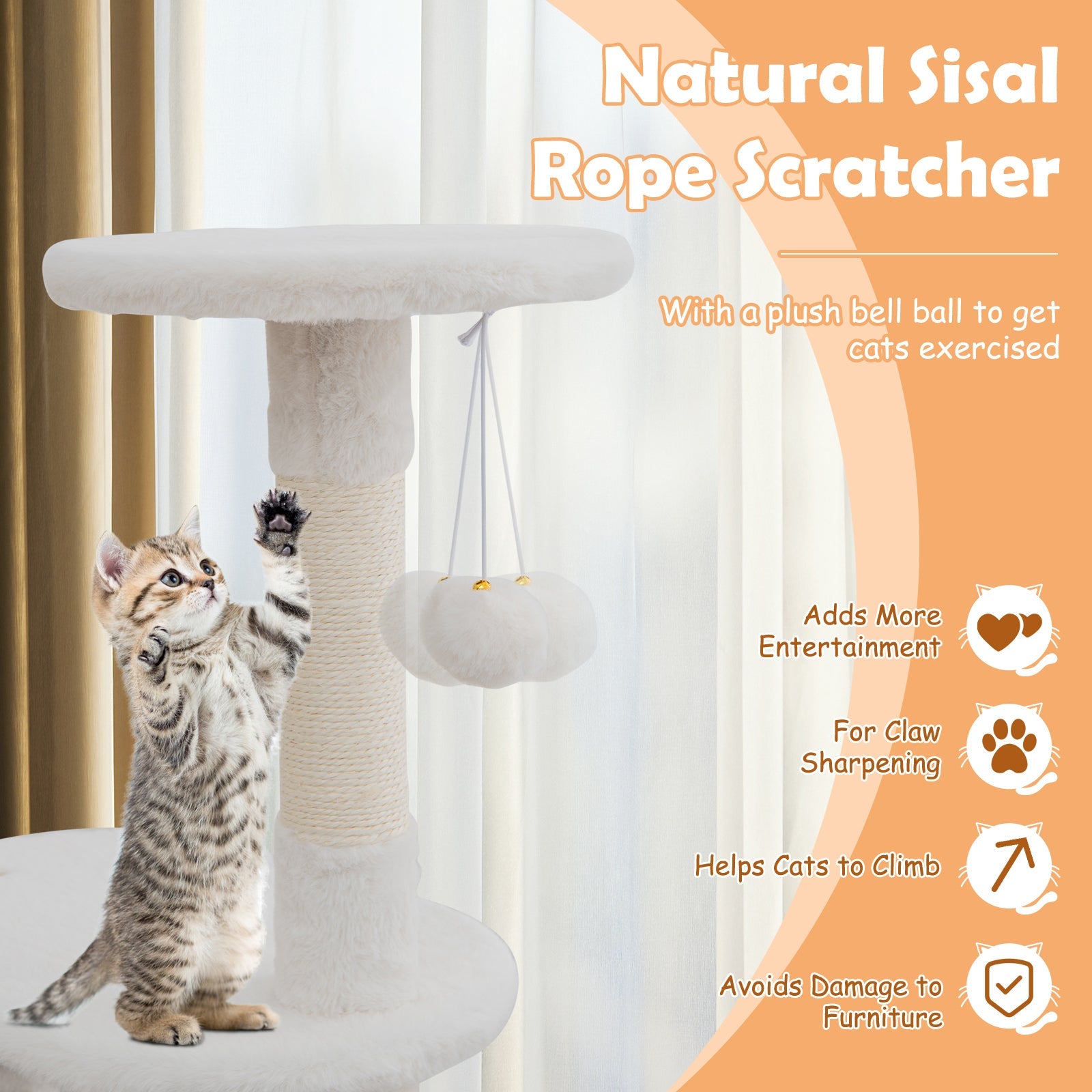 Cat Tree with Litter Box Enclosure with Cat Condo-Rustic Brown