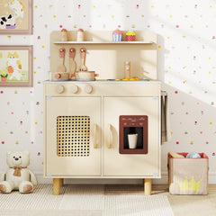 Wooden Pretend Kitchen Playset with Realistic Ice Maker
