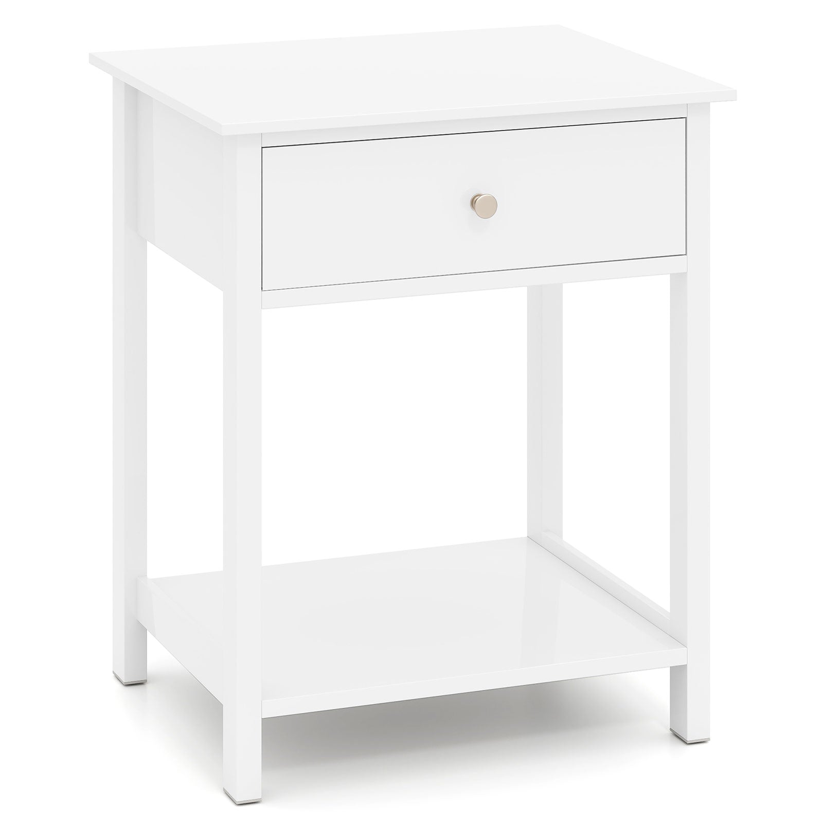 Wooden Storage Shelf with Drawer for Bedroom and Living Room-White