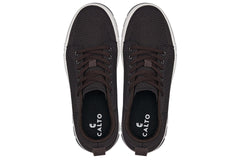 CALTO - X2325 - 2.4 Inches Taller (Dark Brown/White & Black Sole) - Lace Up Casual Sneaker - Lightweight