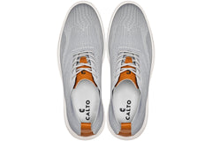 CALTO - X2637 - 2.8 Inches Taller (Pewter Grey/Brown) - Lace Up Casual Walker - Lightweight