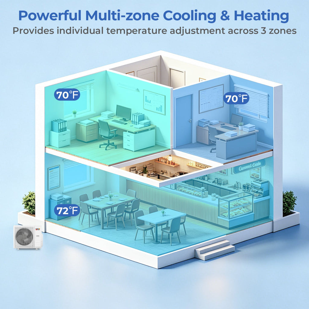 X-Pro 35000 BTU 3 Zone 22.5 SEER2 Ceiling Cassette Mini Split AC