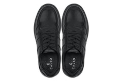 CALTO - Y7080 - 2.8 Inches Taller (Black) - Lightweight Nappa Leather Sneakers