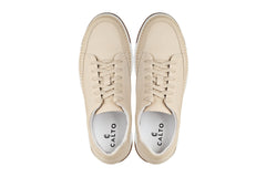 CALTO - Y7934 - 2.6 Inches Taller (Ivory White Suede/White & Gum Sole) - Elevated Leather Sneakers
