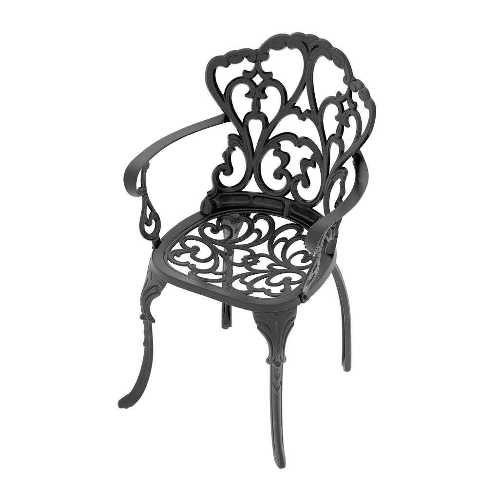 5-Piece Set Of Cast Aluminum Patio Furniture With Off-White Cushions