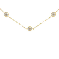Yellow Color Plated Sterling Silver Diamond Station Necklace (1/2 cttw, K-L Color, I2-I3 Clarity)