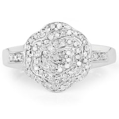 14K Yellow Gold Plated 0.29 Carat Genuine White Diamond .925 Sterling Silver Ring