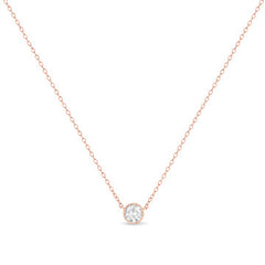 .925 Sterling Silver 1/2 Cttw Diamond Bezel 18" Pendant Necklace (I-J Color, I2-I3 Clarity)
