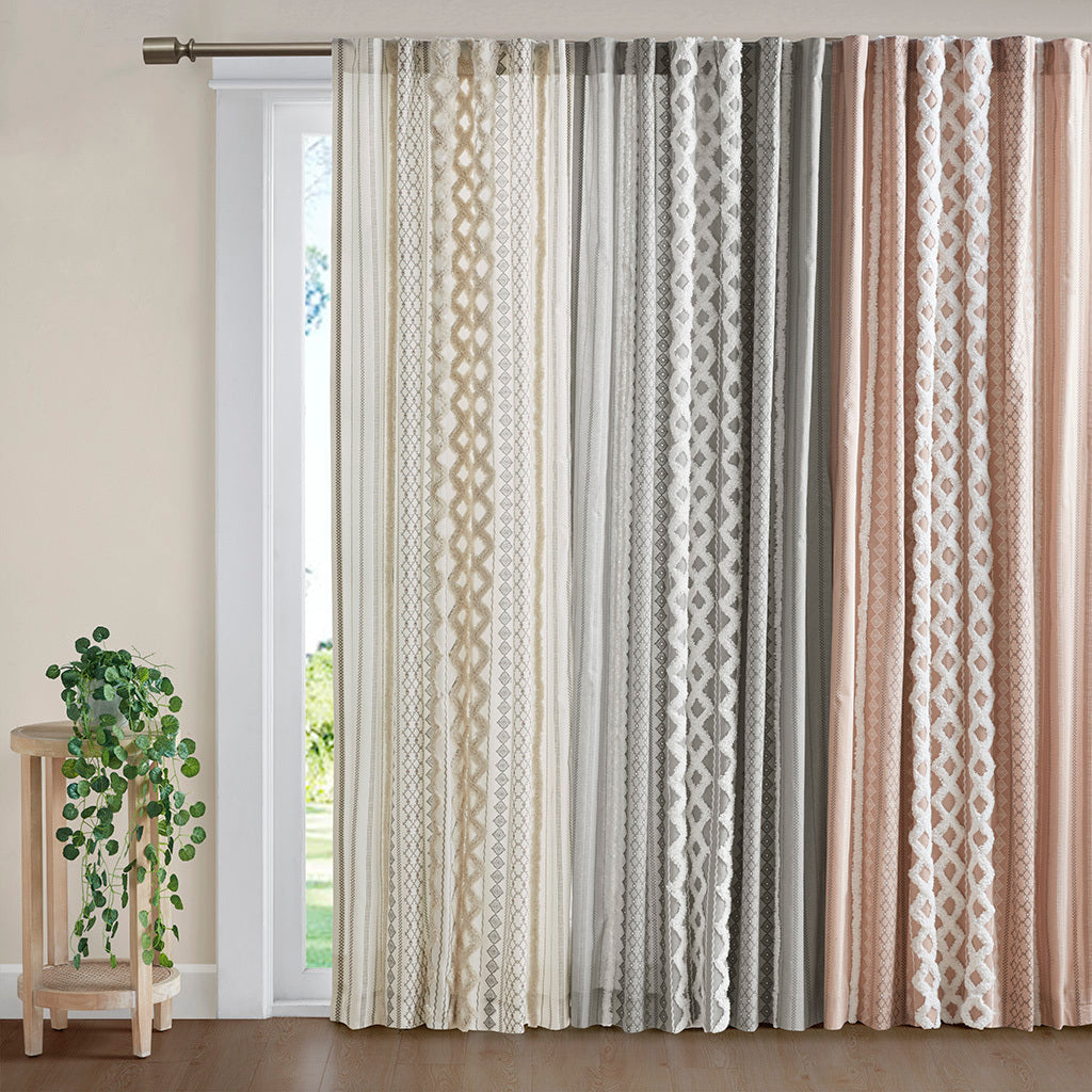 Cotton Chenille Stripe Curtain Panel 50x84