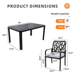 5PC Outdoor Patio Aluminum Dining Set with Cushions - Bourbon Brown