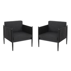 Dawson Outdoor Patio 2pcs Black Aluminum Club Chair Set with Water-Resistant Cushions