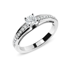 14K White Gold 1/2 Cttw Diamond Solitaire Pave Set Engagement Ring (G-H Color, VS2-SI1 Clarity) - Size 7