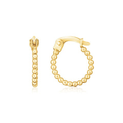 14K Yellow Gold Bead Hinged Hoop Earrings