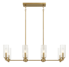 Willow Eight Lights Island Pendant Lamp - Satin Brass