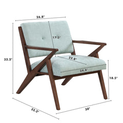 Modern Accent Chair With Plush Cushions, Angled Arm Design - Green