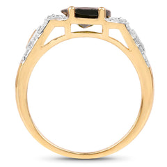 18K Yellow Gold Plated 2.79 Carat Genuine Chrome Diopside & White Topaz .925 Sterling Silver Ring