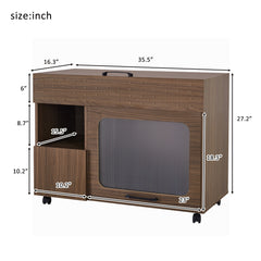 Furniture Style Multi-Use Cat Litter Box House with Storage