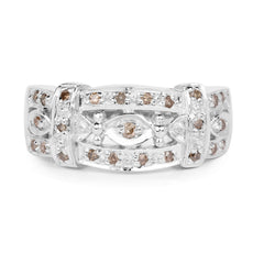 0.32 Carat Genuine Champagne Diamond .925 Sterling Silver Ring