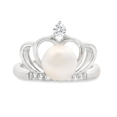FW Pearl Cubic Zirconium Ring Sterling Silver