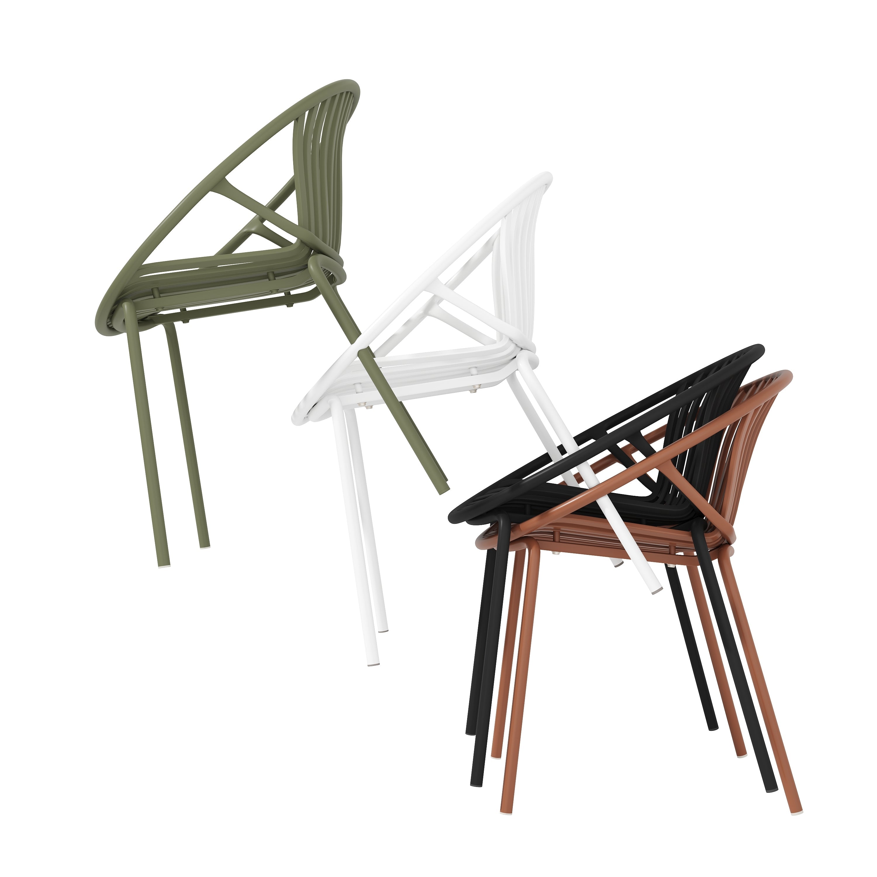 Patio Dining Chairs Stackable Chairs with Breathable Design (Set of 2)