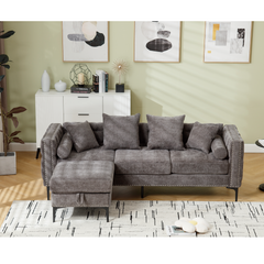 L Shaped Sectional Sofa Chenille Dark Gray