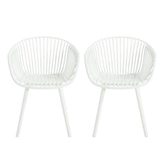 Modern Mykonos Outdoor Dining Chairs Set of 2 with Weather-Resistant White Plastic Resin