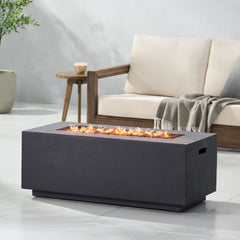 Contemporary Outdoor 40,000 BTU Propane Fire Pit Light Grey MgO Concrete 40'
