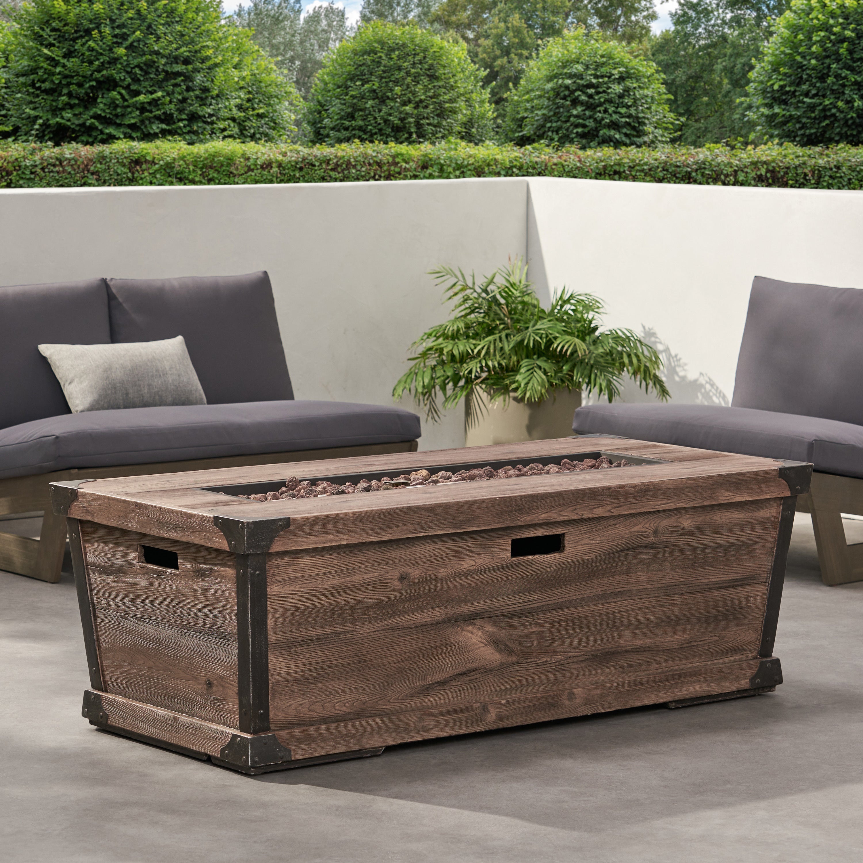 56" Outdoor Patio Rectangle Gas Burning MgO Fire Pit