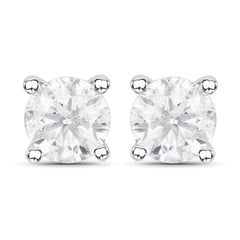 1.02 Carat Genuine White Diamond 14K White Gold Earrings