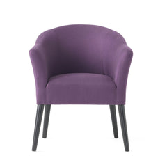 Fabric Arm Chair with Wooden Legs and Cushioned Seat - Plum