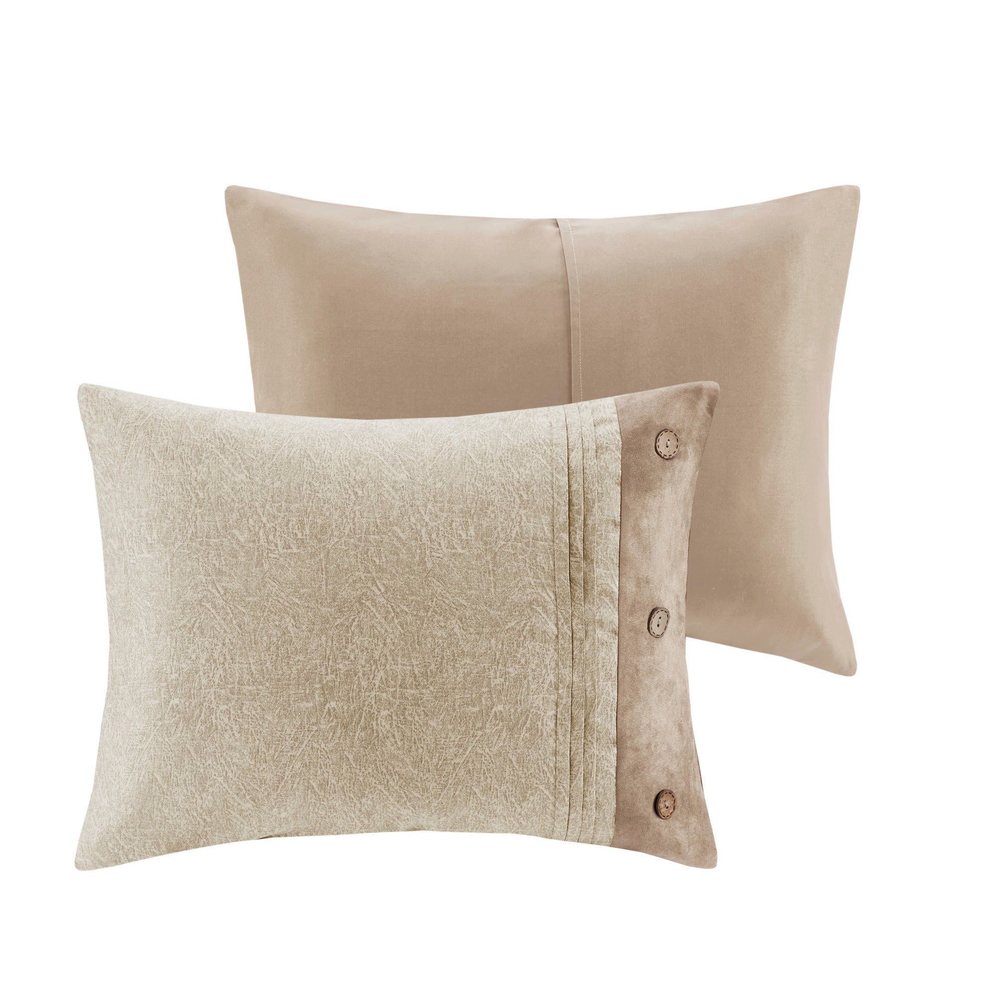 7 Piece Faux Suede Comforter Set Tan Cal King