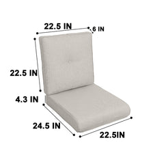 2 PCs Set High Back Patio Chair Cushions, Tufted - Beige