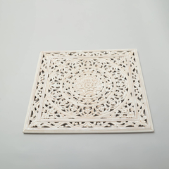 White Square Handcrafted Wooden Wall Decor – 36'x36'