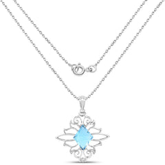 5.15 Carat Genuine Swiss Blue Topaz .925 Sterling Silver Pendant