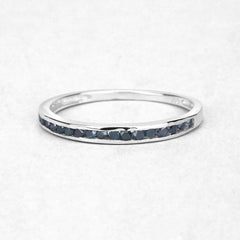 0.20 Carat Genuine Blue Diamond .925 Sterling Silver Ring