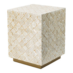 14x14x18' Square Capiz Stool, Cream