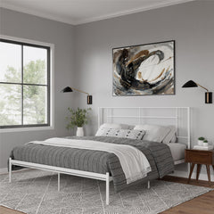 Praxis - King Bed With Simple Headboard - White
