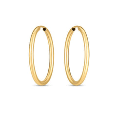14k Yellow Gold Endless Oval Hoop Earrings(2x25mm)